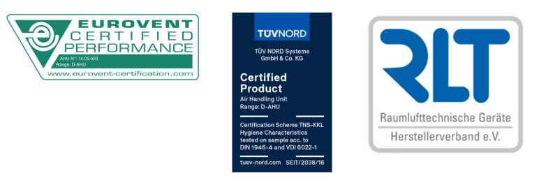 Logot e certifikimeve të sigurisë së cilësisë për AHU-të Daikin